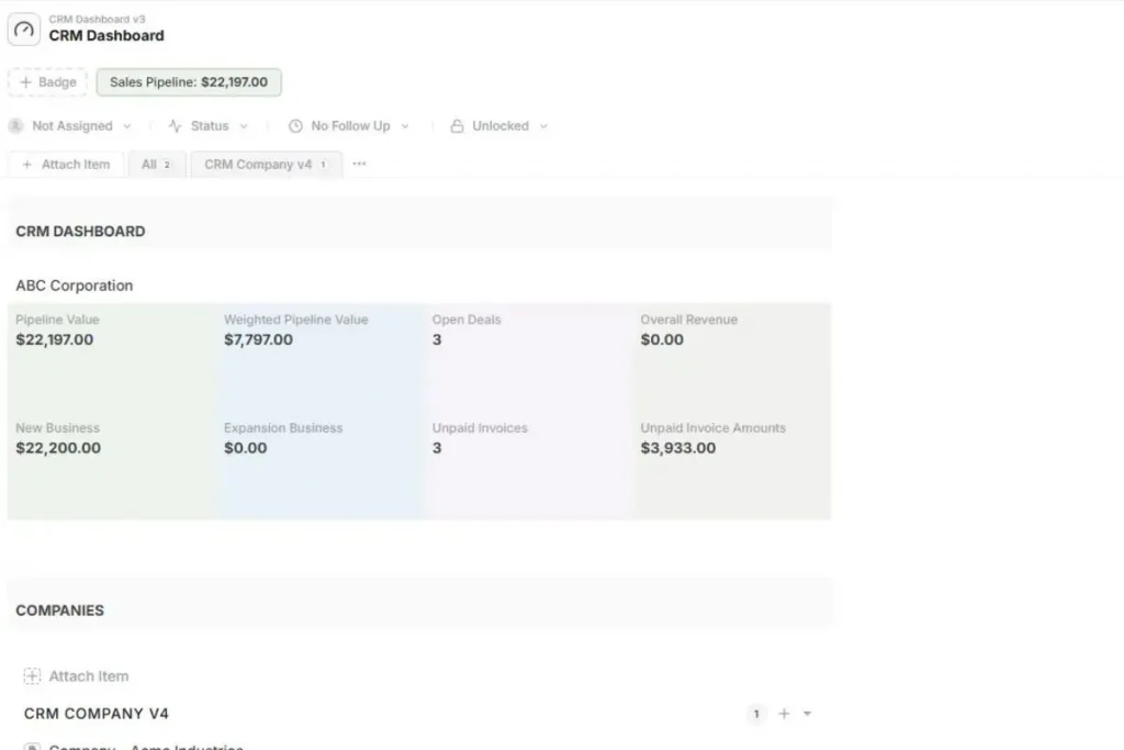 CRM Dashboard 