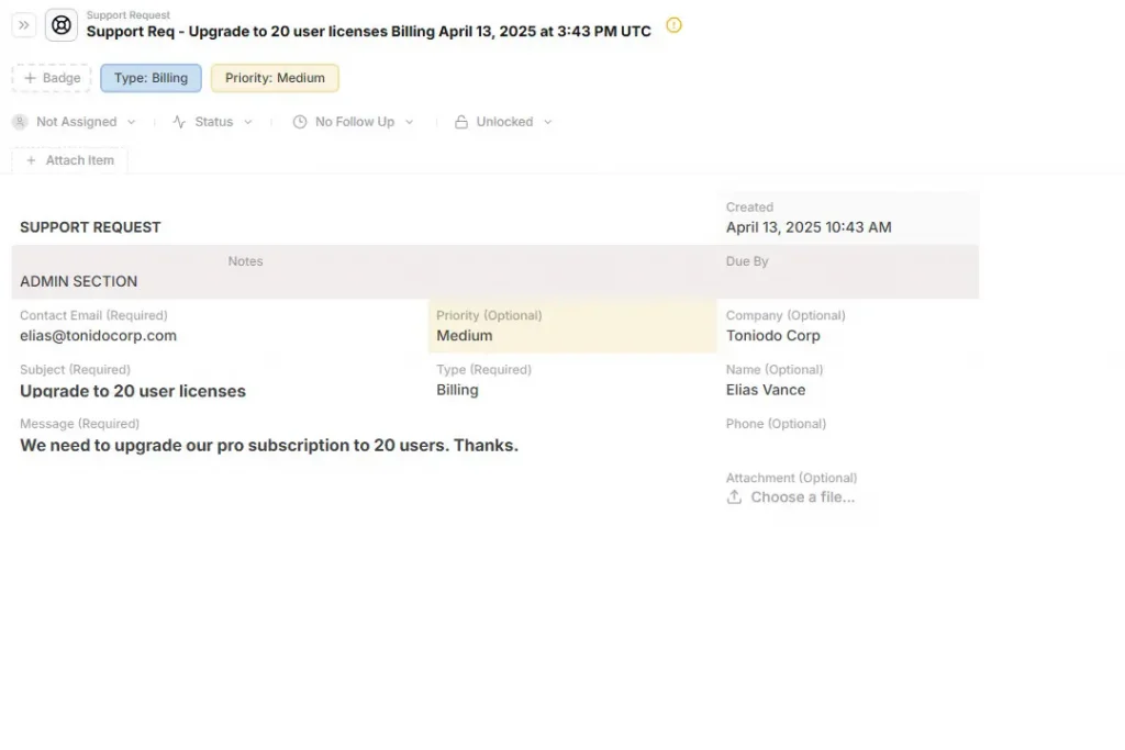 Support Request Template