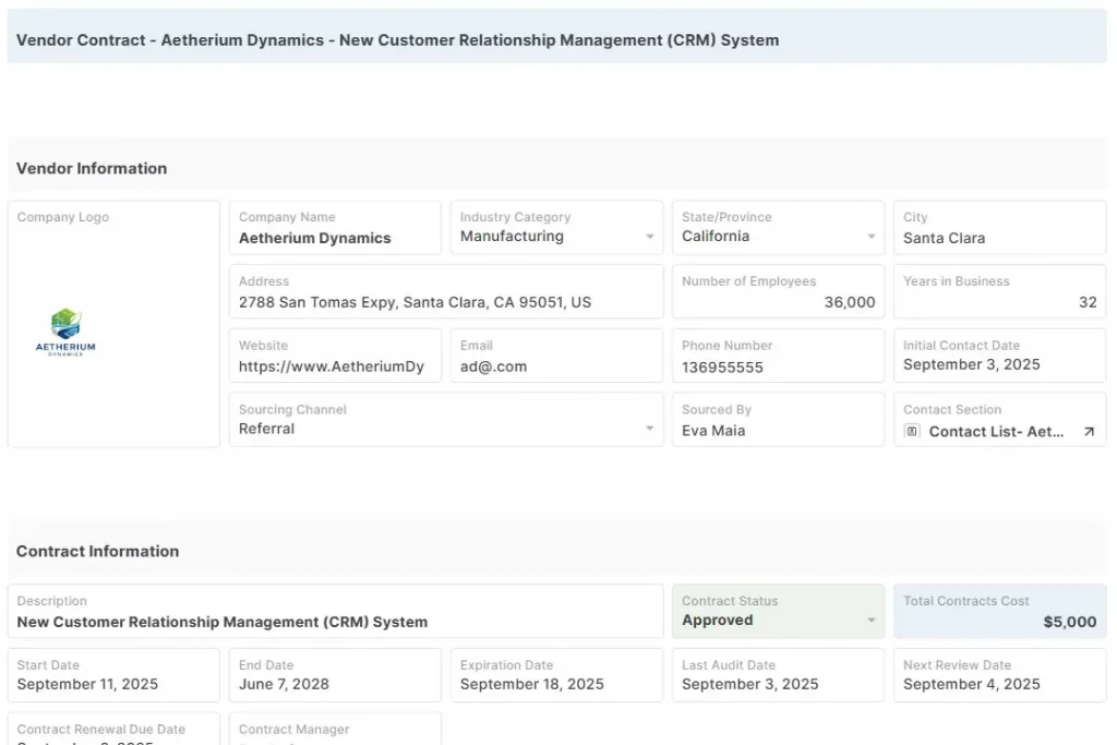 Vendor Contract Template
