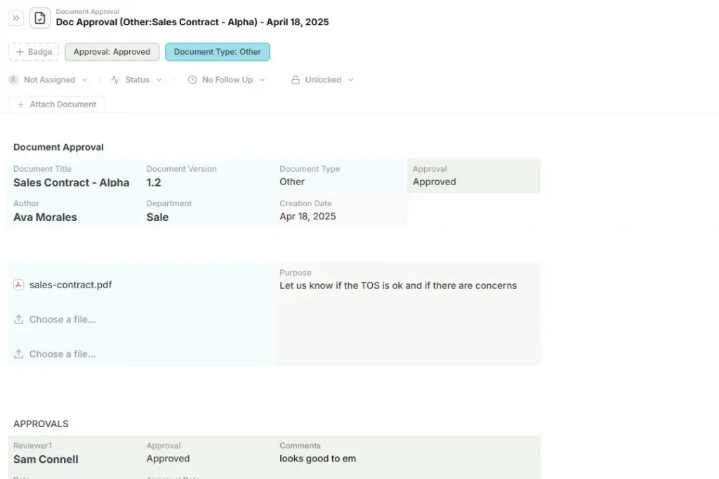 Document Approval Template - AnyDB