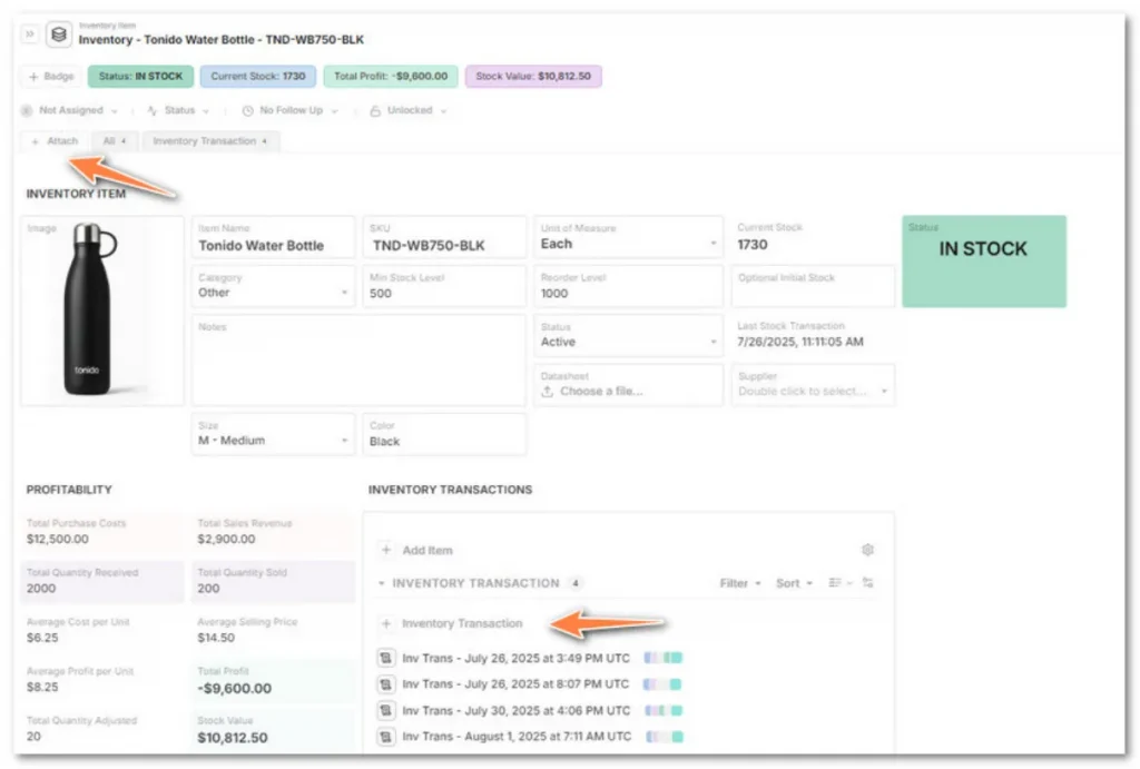 Log Stock Inventory Transactions