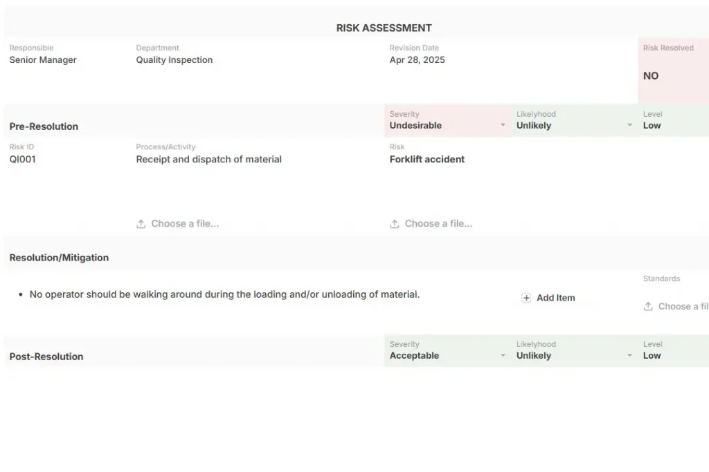 Risk Assessment Template