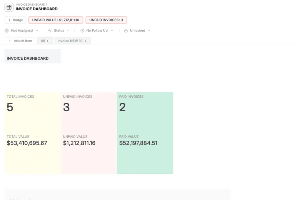 Invoice Dashboard Template with payment tracking