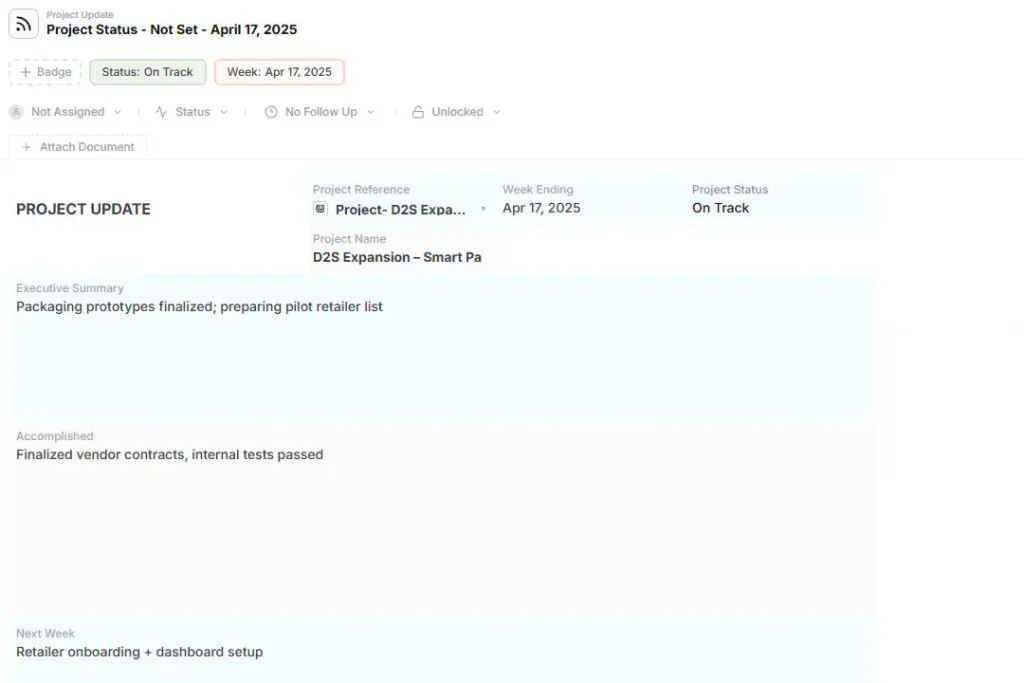 Project Update Template By AnyDB