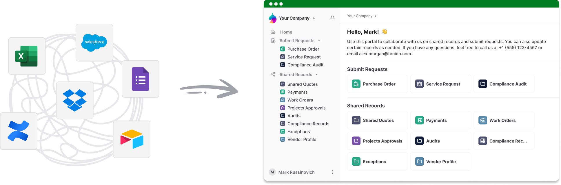 Records, files, and forms brought together in an AnyDB portal