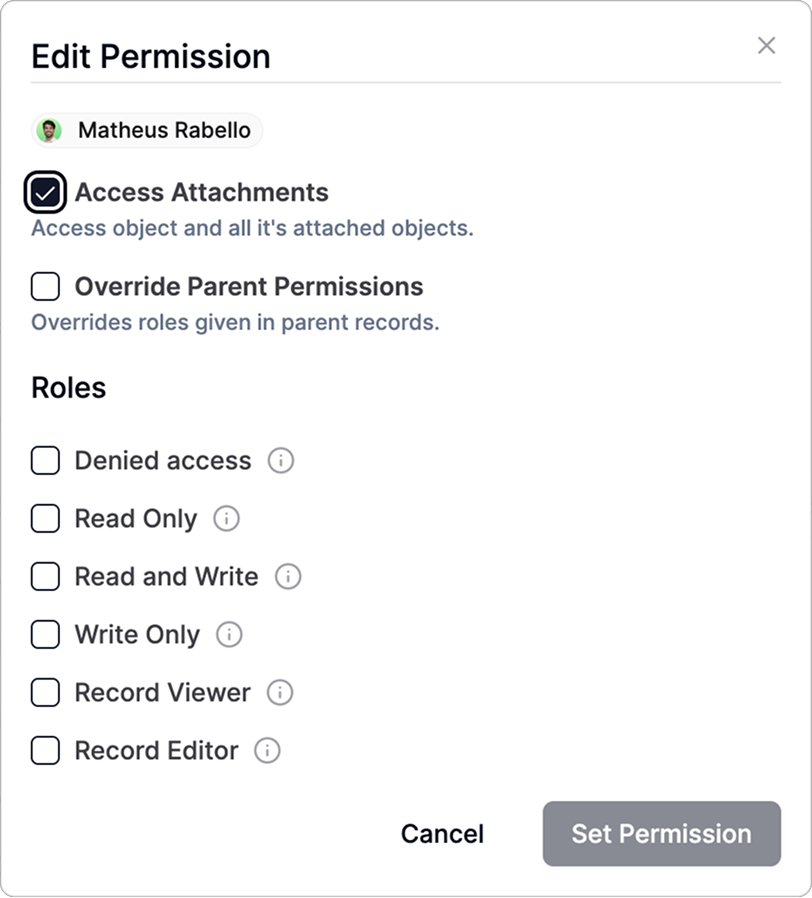 Record level permissions in AnyDB