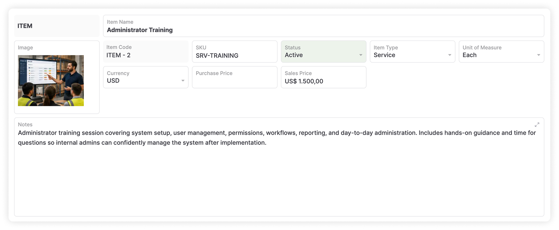 AnyDB CRM item record