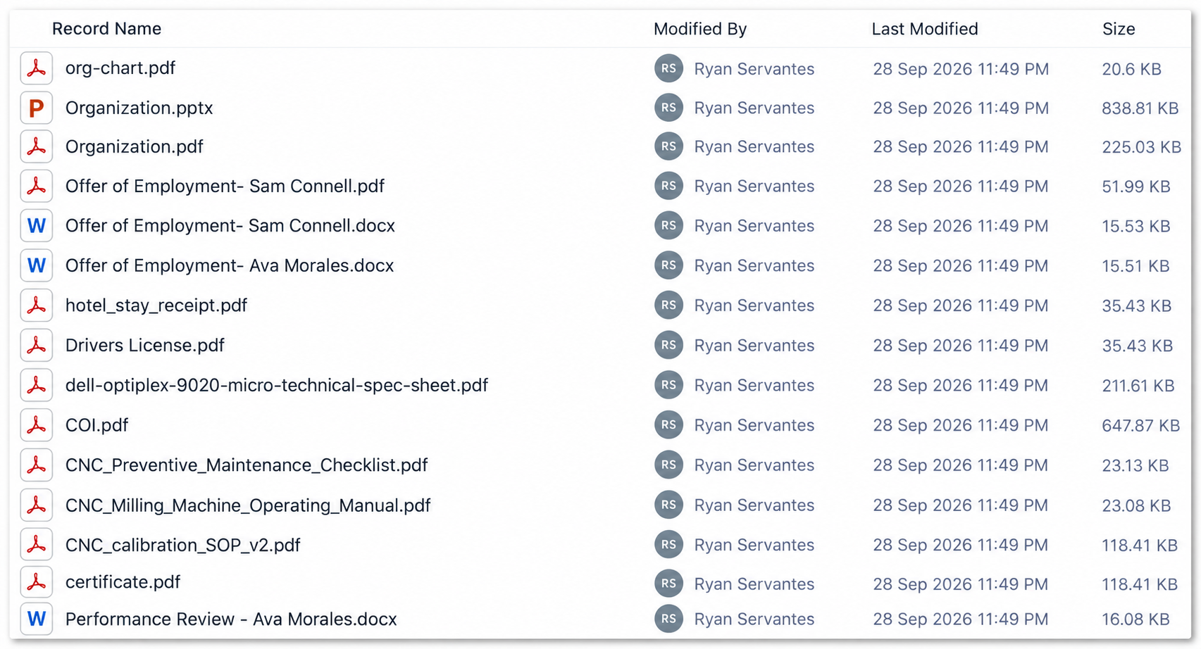 Files organized in folders in AnyDB