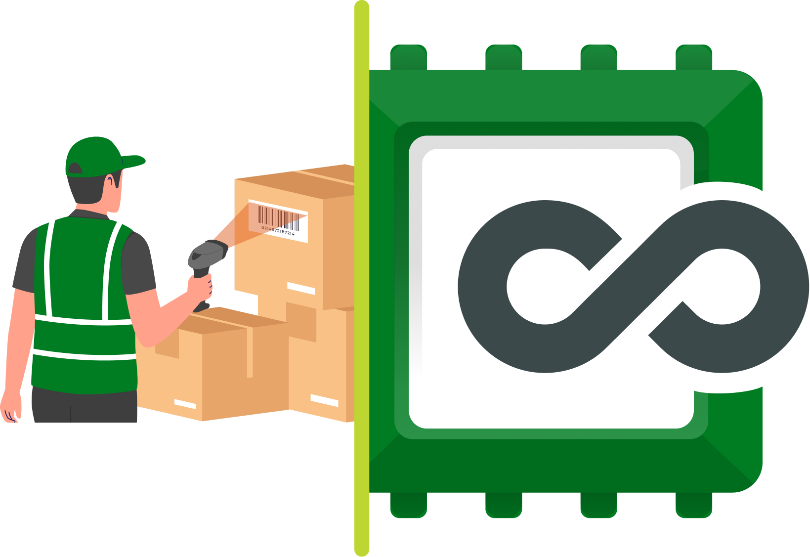 Warehouse worker scanning inventory with AnyDB