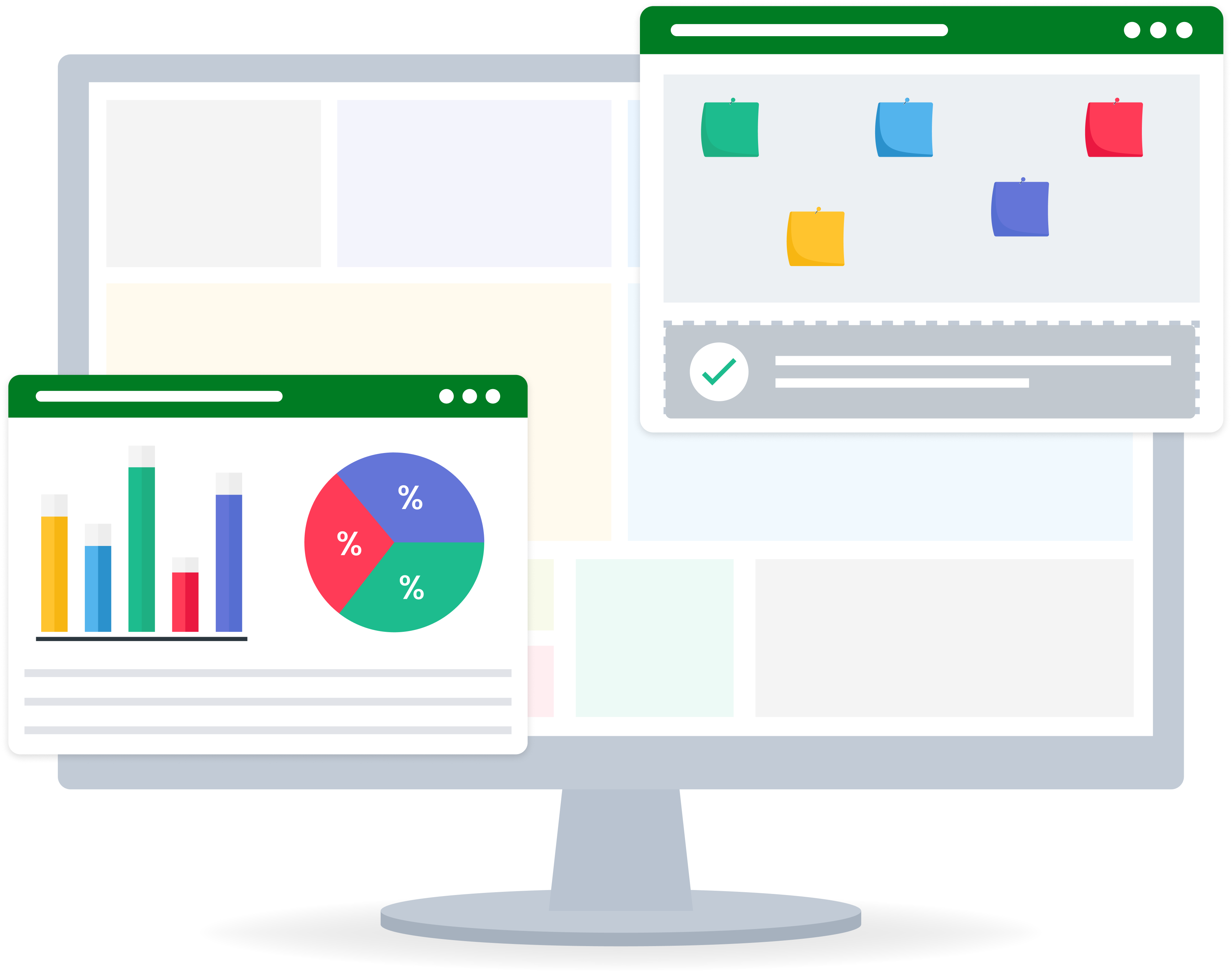 Project and task management dashboard with task boards, progress charts, and completed work