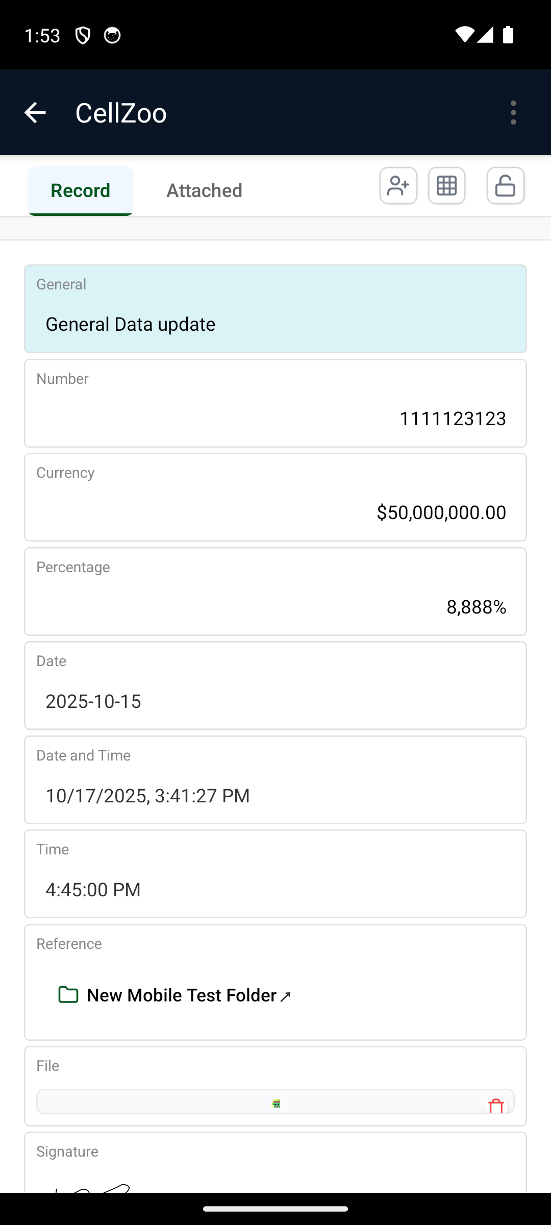 AnyDB Phone Record View