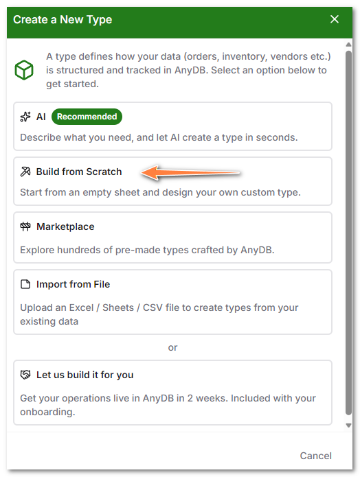 Create Type from Scratch