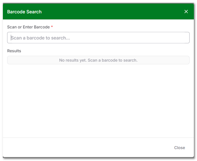Barcode Search Dialog