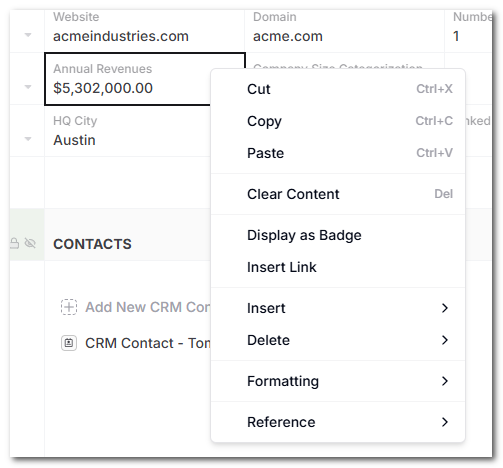 Right Click Menu
