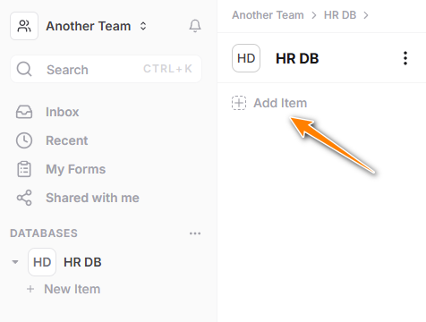 New AnyDB Item List View