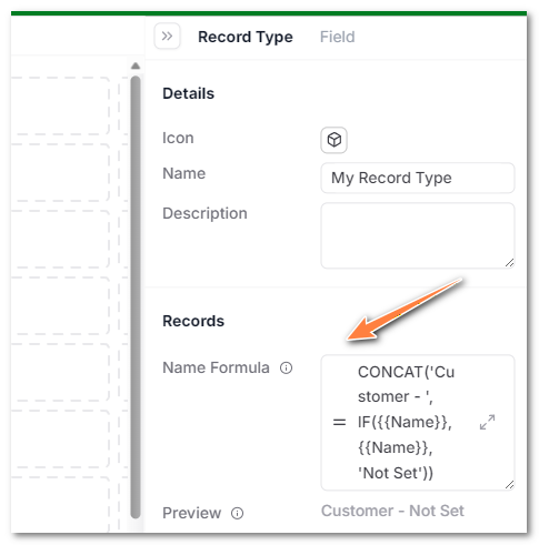 Placeholder for record naming and identification fields