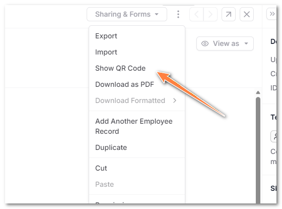 Show QR Code menu option