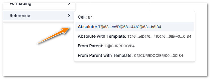Copying the absolute cell reference for a cell