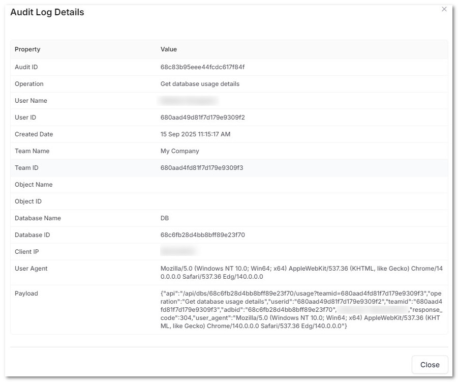 Audit Log Details