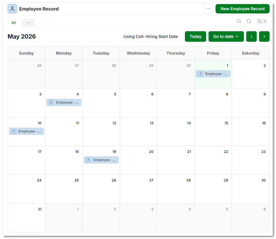 AnyDB Calendar View