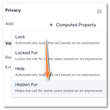 AnyDB Hidden For expression