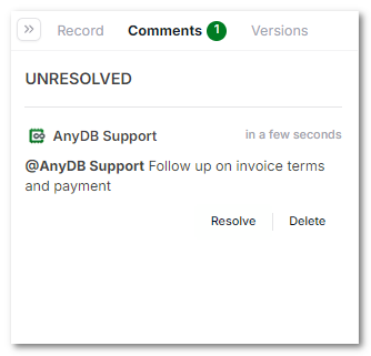 Placeholder for record comments