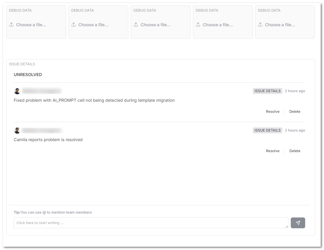 Comments Cell Example
