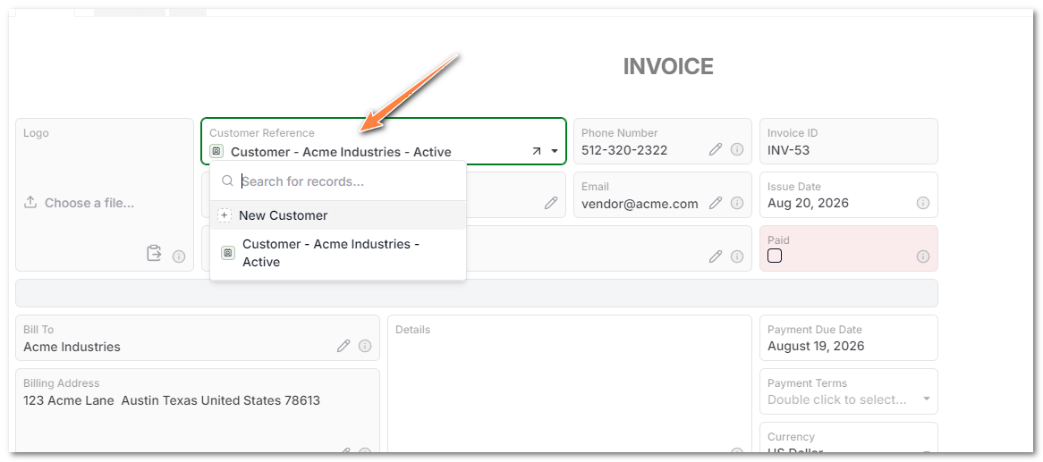Placeholder for connecting existing records