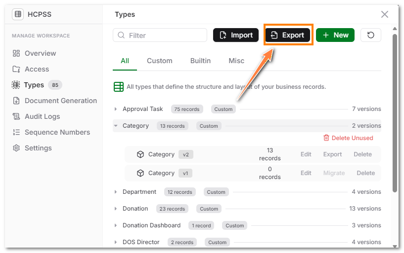 AnyDB Export Template