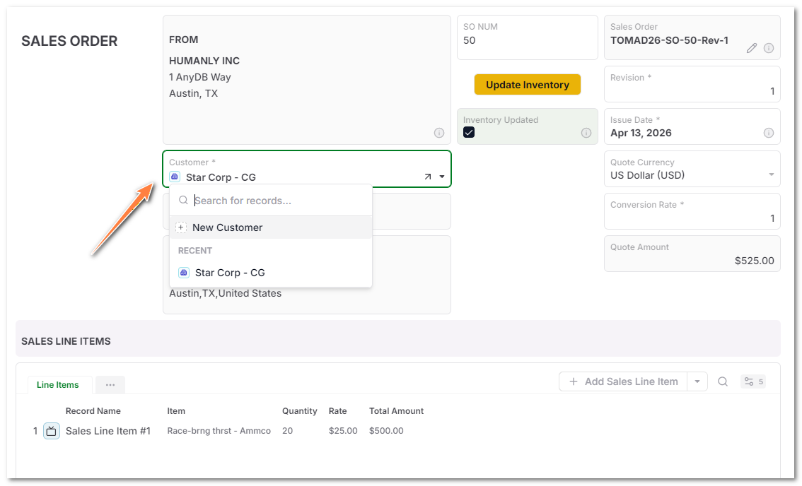 Linked Record Example