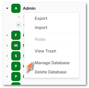 Manage Database