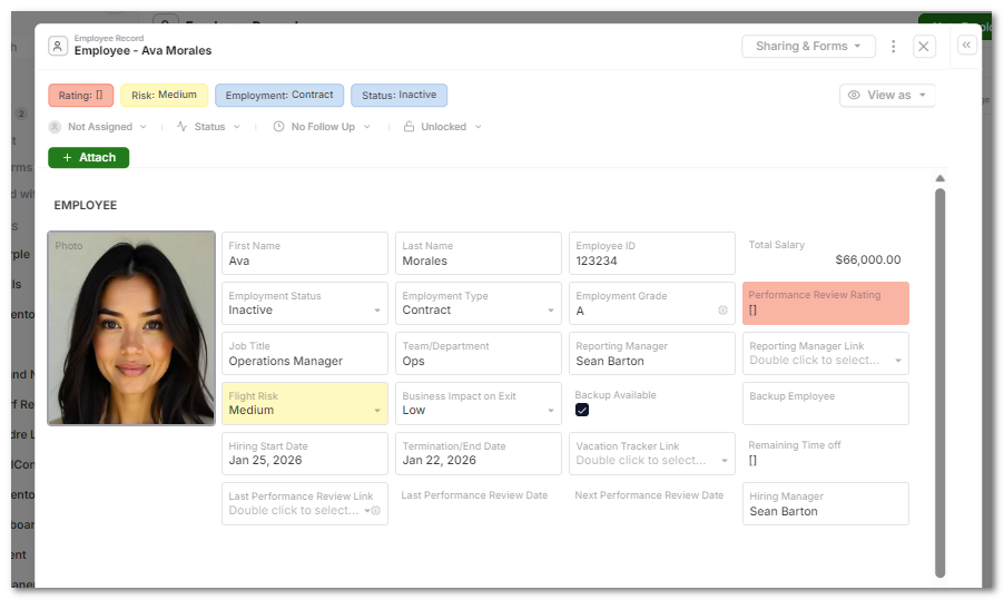 AnyDB New Employee Record Enter Fields