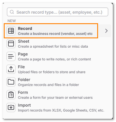 Choosing Record Type