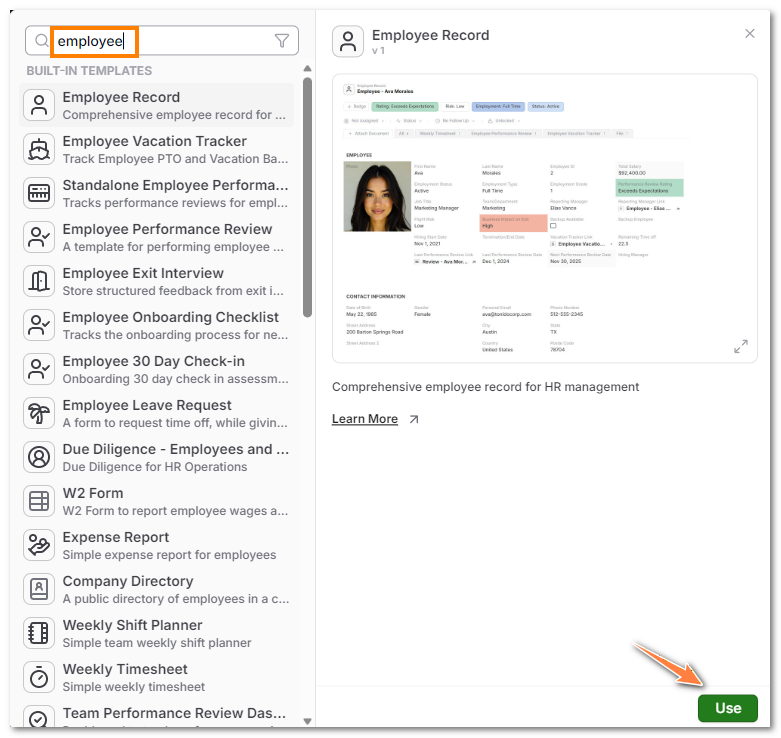 AnyDB New Type Template