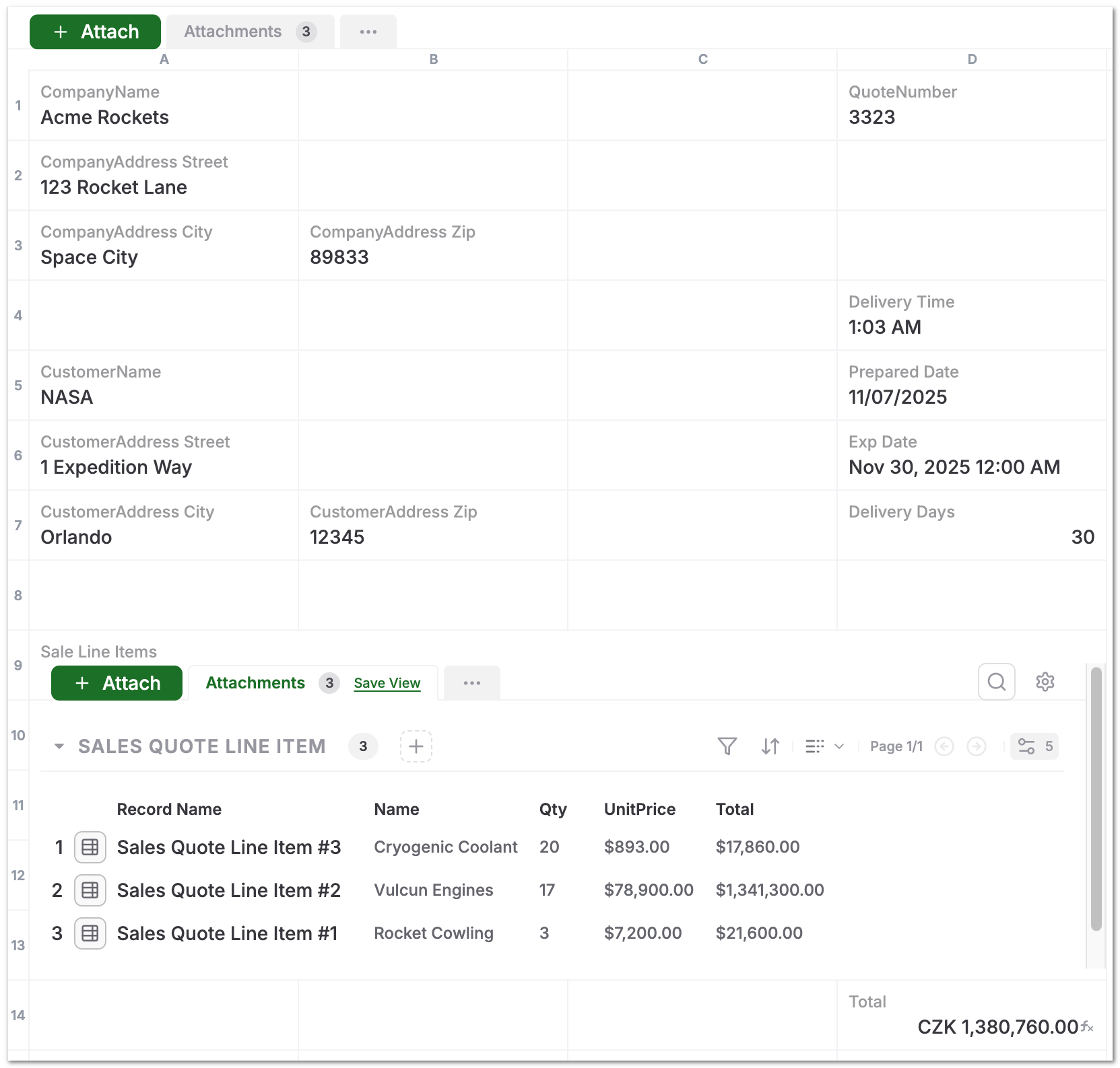 Example AnyDB Record