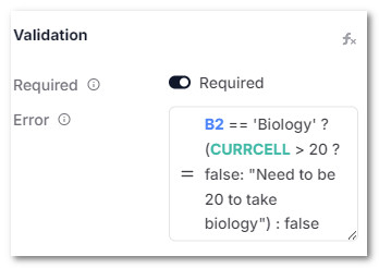 AnyDB Custom Error Message for Required Cells