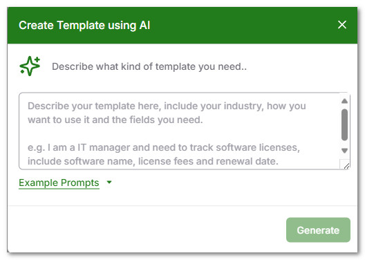 New Template Creation using AI