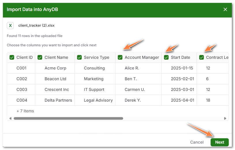 New Template Creation from Existing XLSX select Columns