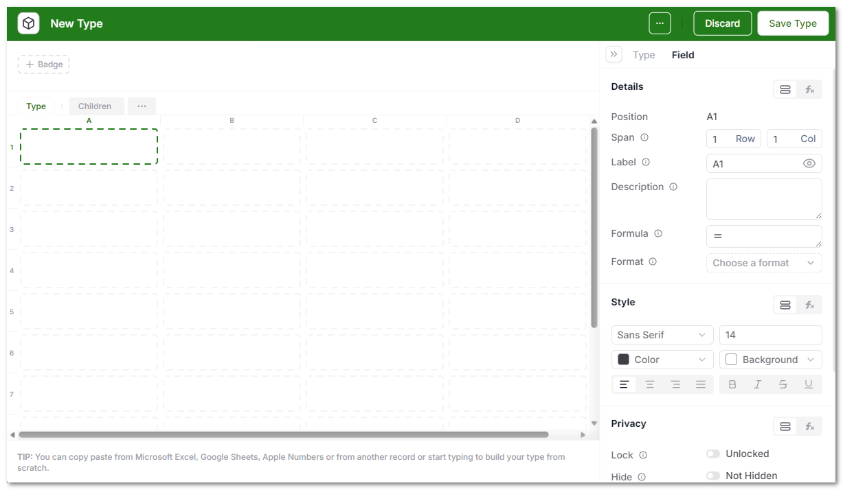 Create Template from Scratch Designer