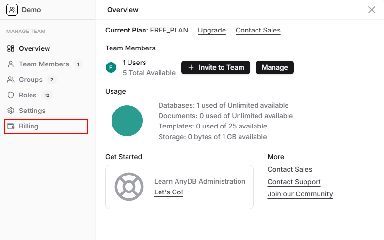 Manage Team Dialog