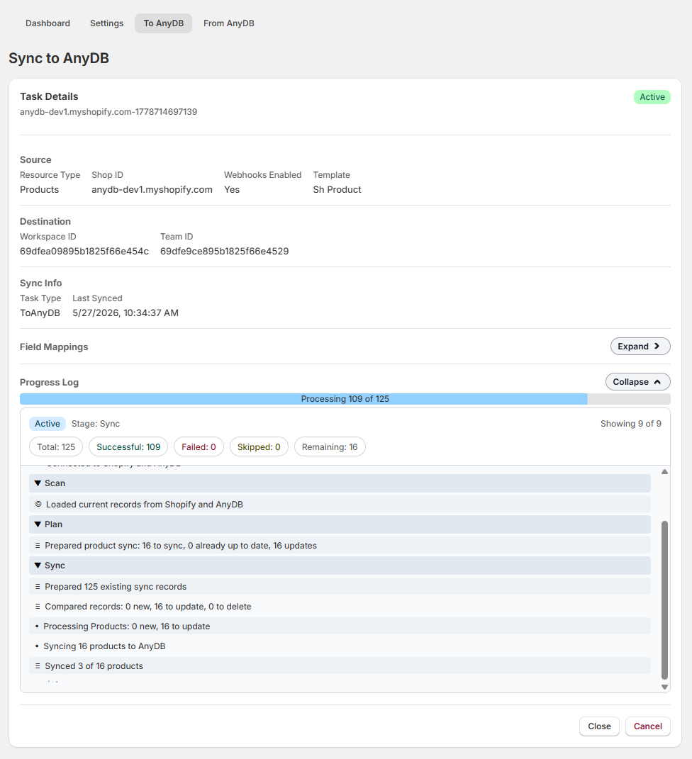 Shopify task execution