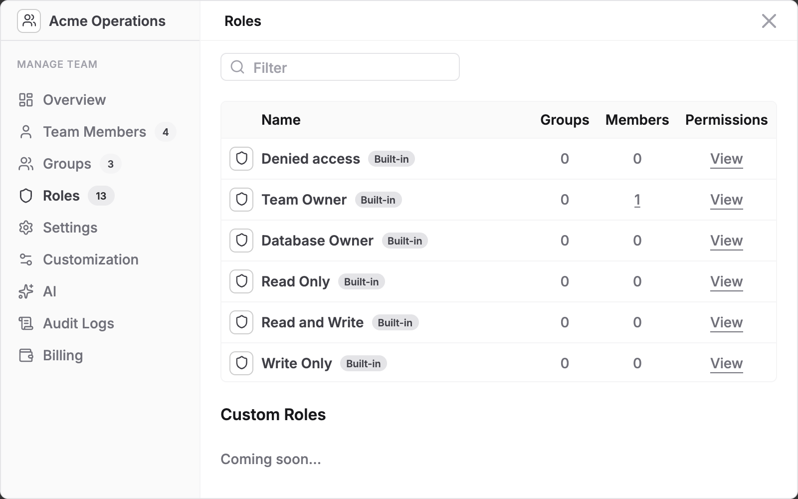 The Roles tab