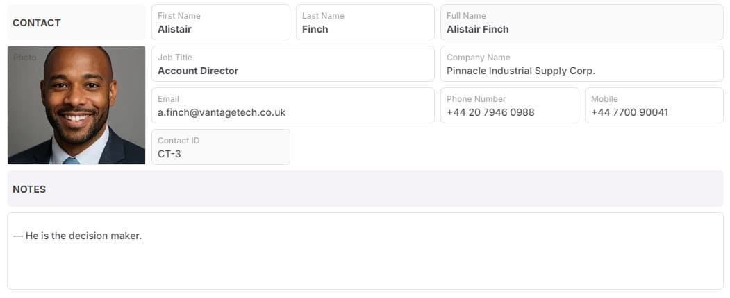Contact template preview