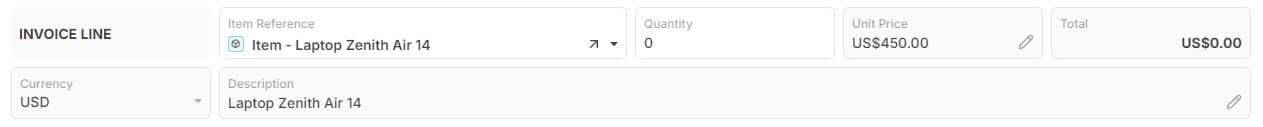 Invoice Line template preview