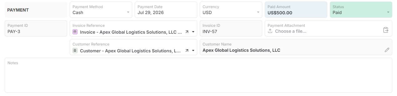 Payment template preview