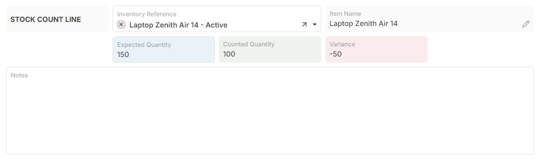 Stock Count Line template preview