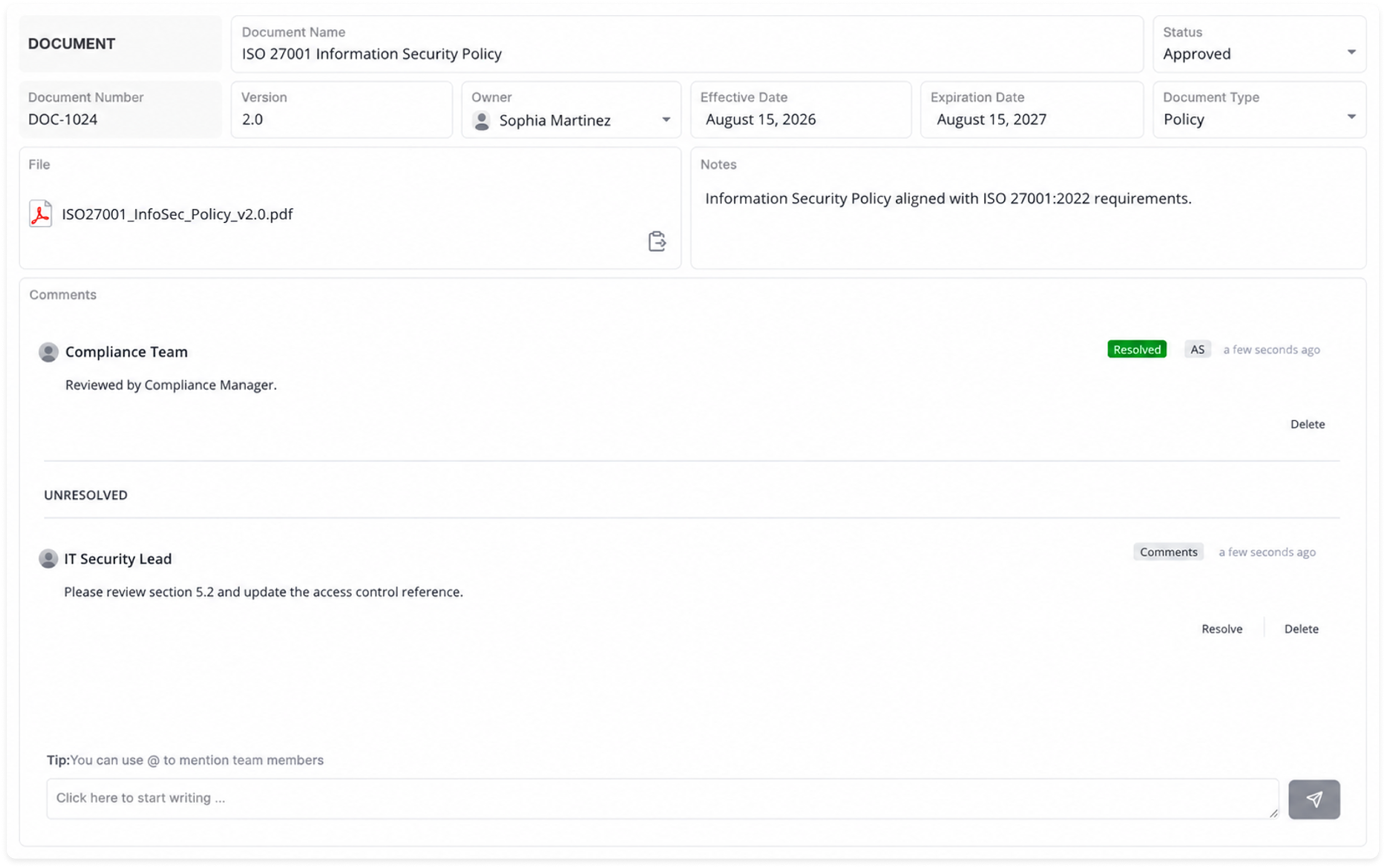 AnyDB document record