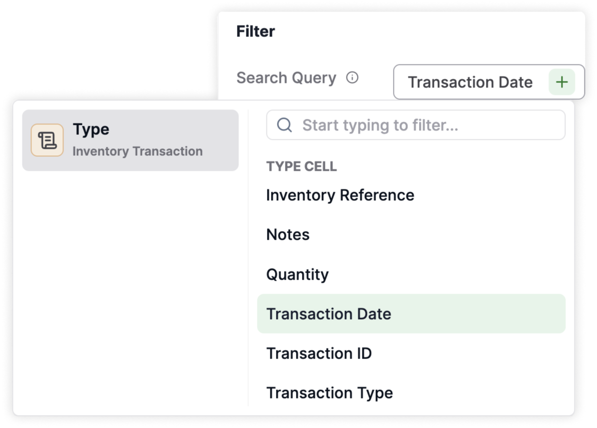 Selecting a transaction date filter for an AnyDB report