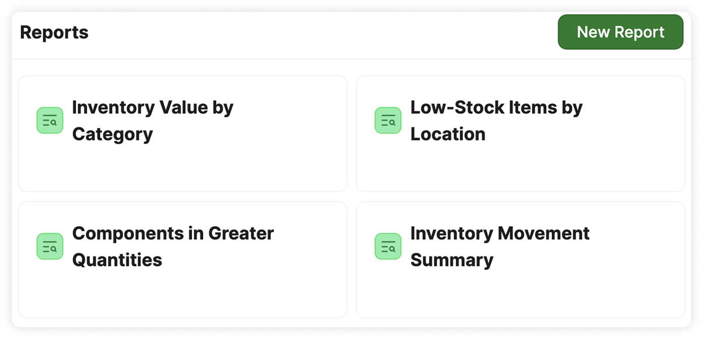 Saved AnyDB inventory reports